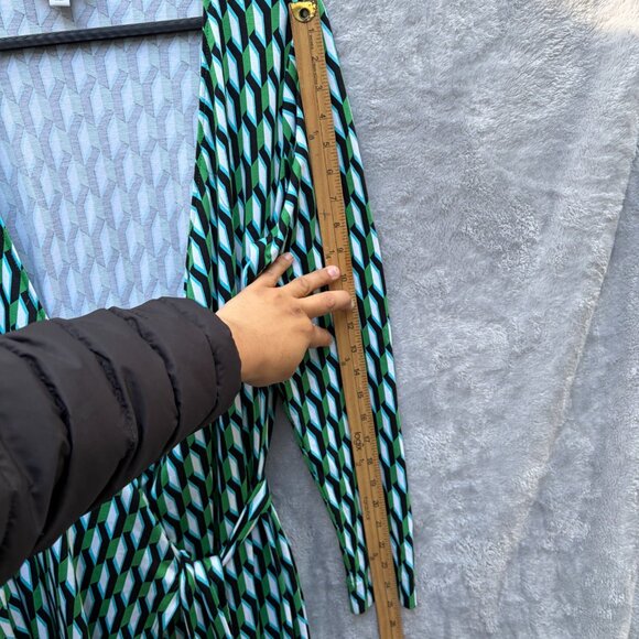 Diane Von Furstenberg x Target XL Green Wrap Dress Knit Midi Long Sleeve - Picture 11 of 11